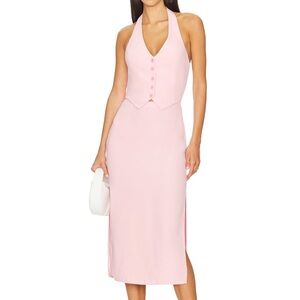 Amanda Uprichard Isadore Pink Midi Dress